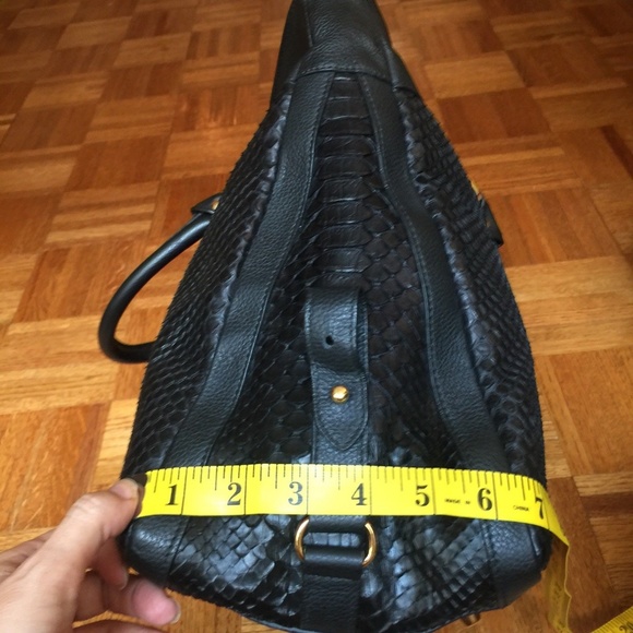 Lena Erziak Black Snakeskin Python Large Bag NEW - Picture 7 of 8